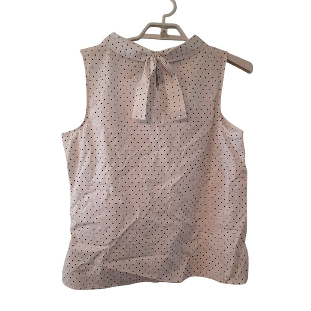 Talbots White Polka Dot Sleeveless Cowl Neck Camisole - Picture 3 of 4